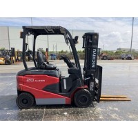 Xe nâng điện ngồi lái 2 tấn Nichiyu FB20PN, có hệ thống dịch càng, bình ắc quy 48V 565Ah VSI565, sản xuất tại Nhật Bản 2020. Xe nâng cũ tại thị xã Kỳ Anh, Hà Tĩnh